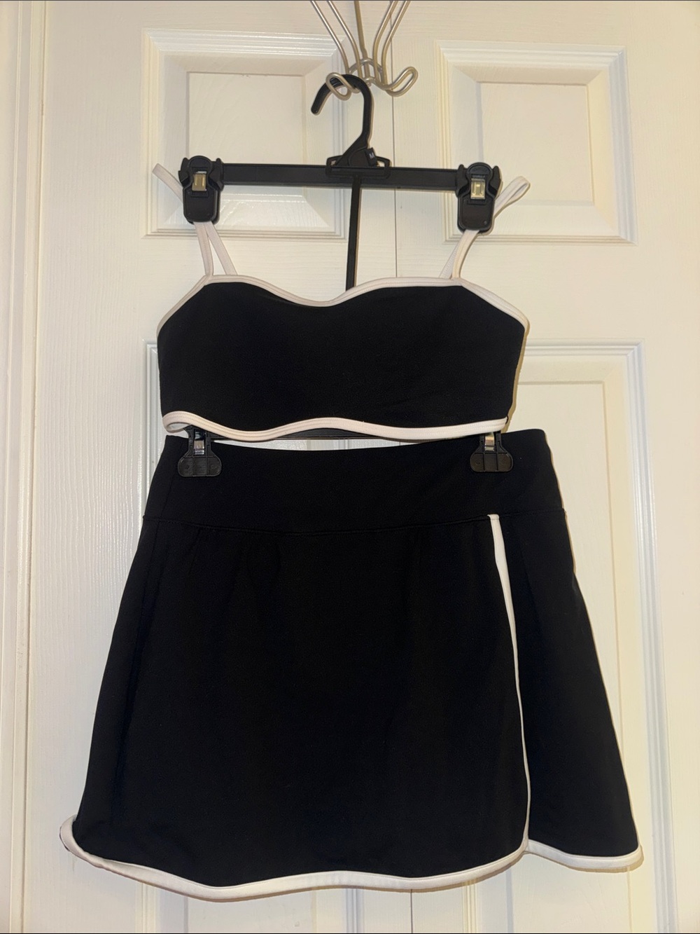 WILD FABLE SET Black and White Piping Skirt with Matching Crop Top